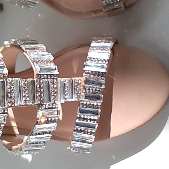 Womens Size 7 Nude Color Jewelled Zip Up 5 Inch Heels - Picture 6 of 8